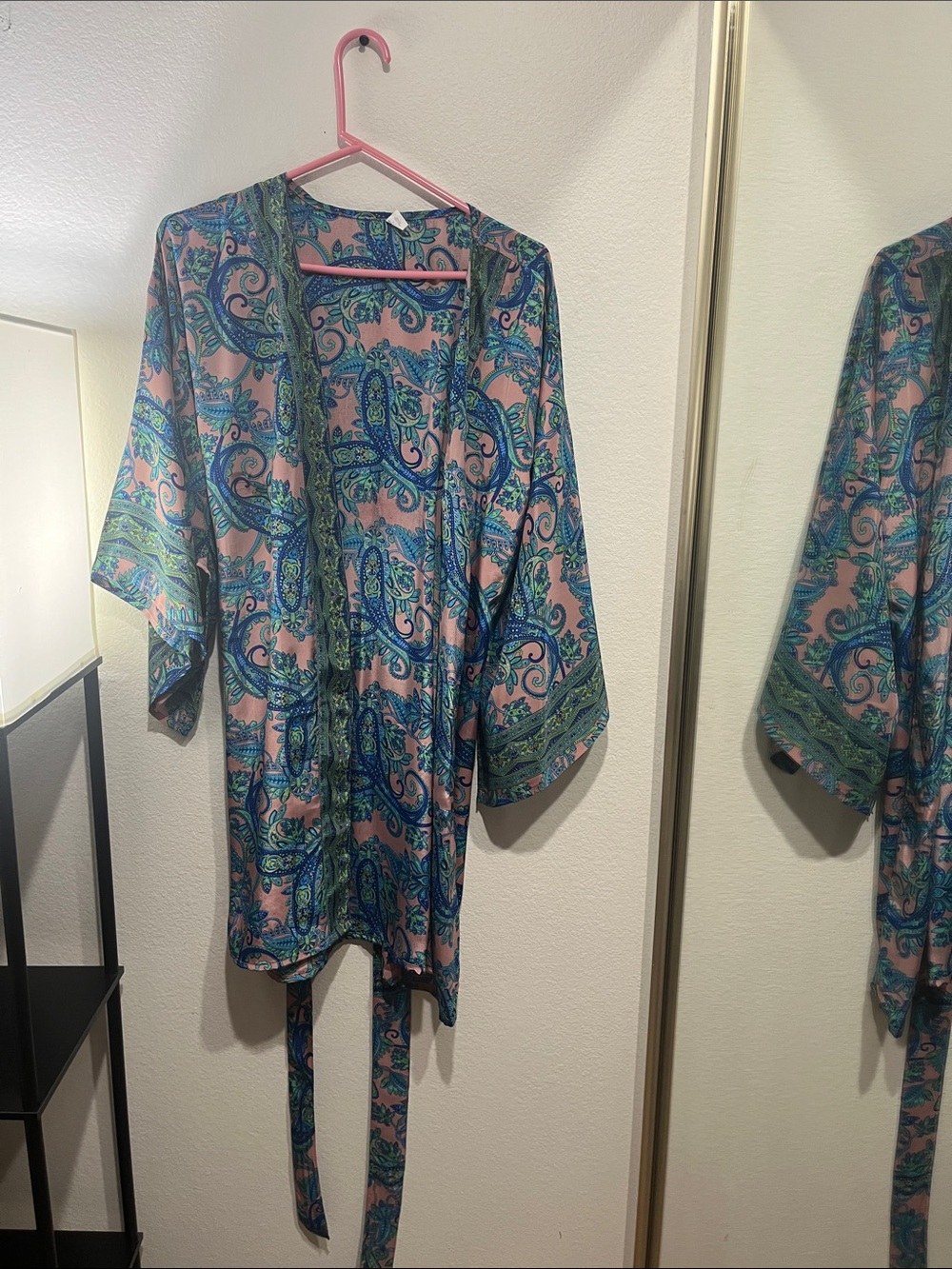 Light Pink & Teal Paisley Kimono Jacket